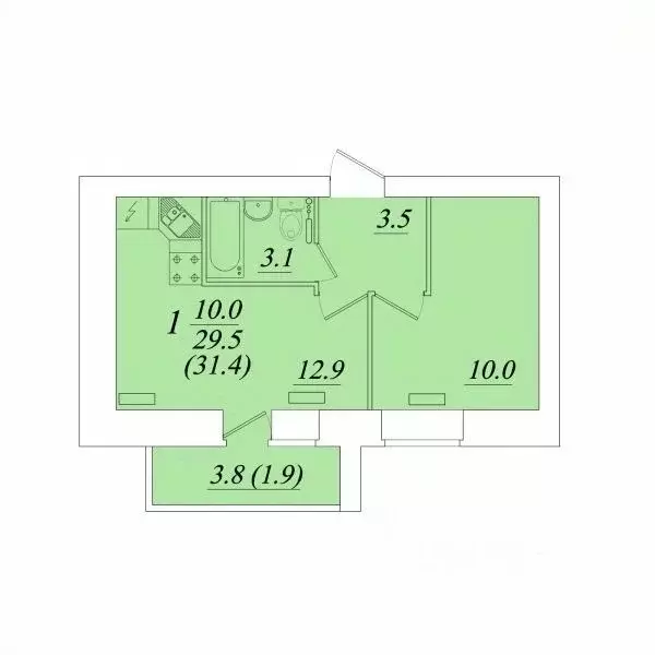 1-к кв. Вологодская область, Вологда Новгородская ул., 44к3 (31.4 м) - Фото 1