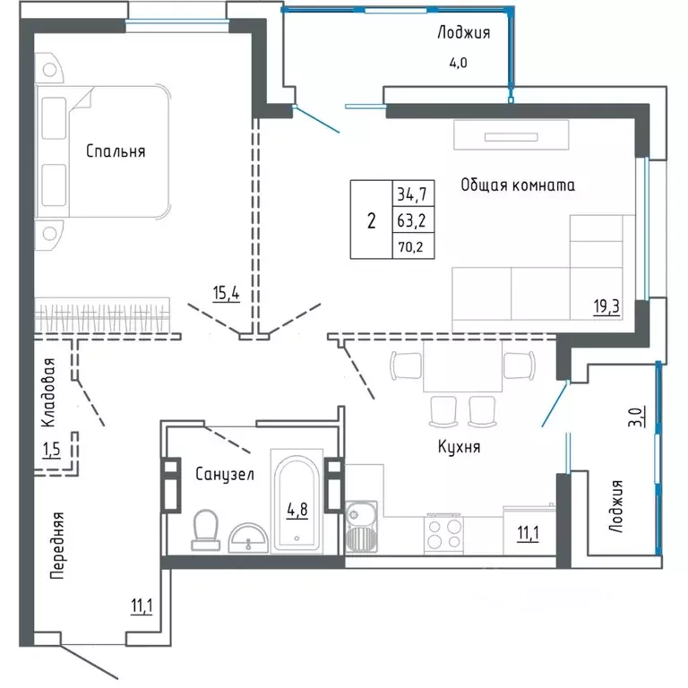 2-к кв. Приморский край, Уссурийск ул. Александра Францева, 44 (70.6 ... - Фото 1