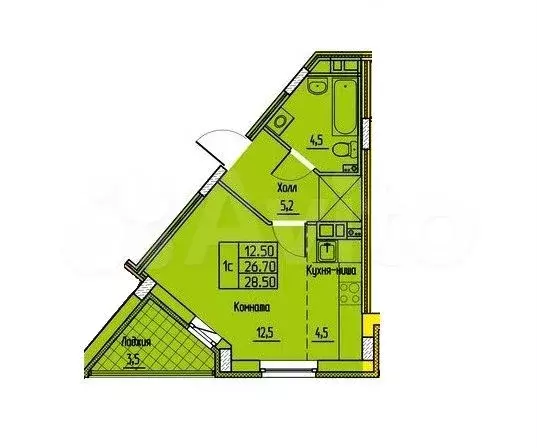 Квартира-студия, 26,5 м, 14/15 эт. - Фото 0