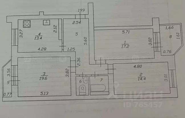 3-к кв. Татарстан, Казань Чистопольская ул., 85а (85.8 м) - Фото 2