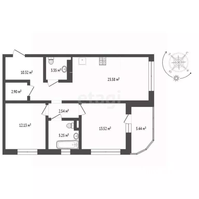2-к кв. Тюменская область, Тюмень ул. Николая Машарова, 8 (73.6 м) - Фото 2