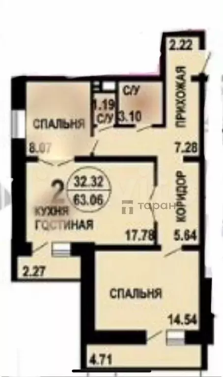 2-к. квартира, 61,2 м, 13/16 эт. - Фото 0