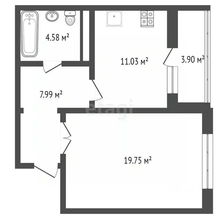 1-к кв. Брянская область, Брянск ул. Крахмалева, 55 (48.0 м) - Фото 1