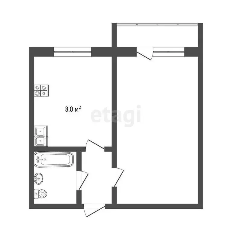 1-комнатная квартира: Тюмень, Таймырская улица, 70 (30 м) - Фото 0