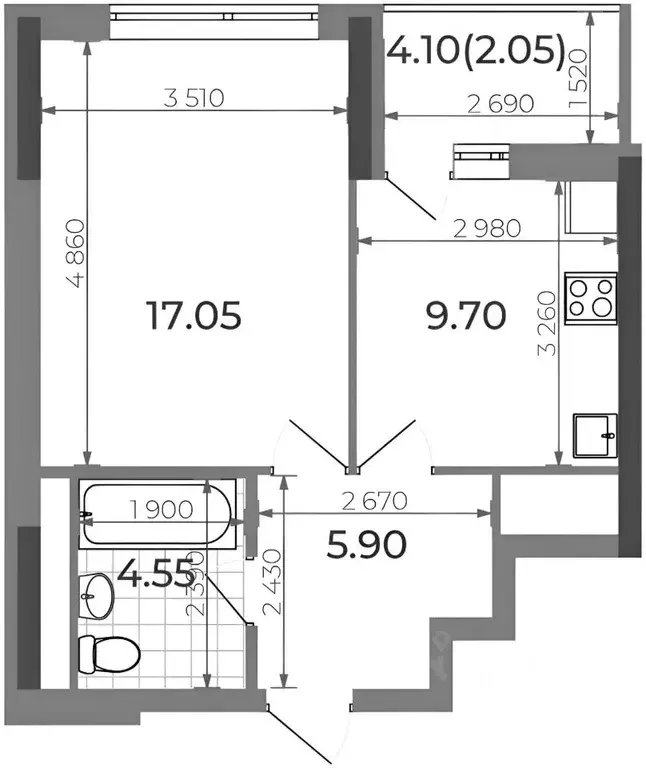 1-к кв. Татарстан, Казань Шоссейная ул., 57 (41.0 м) - Фото 2