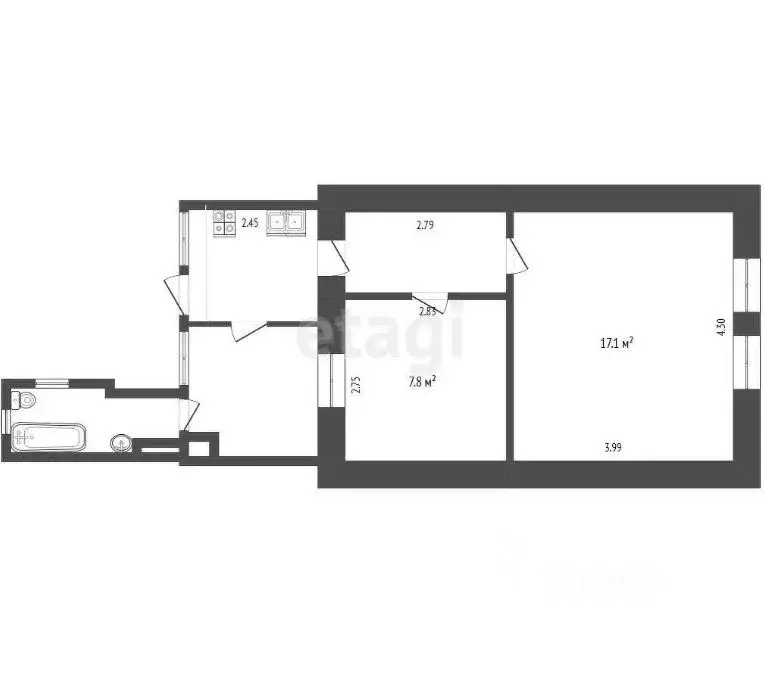 2-к кв. Крым, Евпатория ул. Интернациональная, 29 (42.8 м) - Фото 2