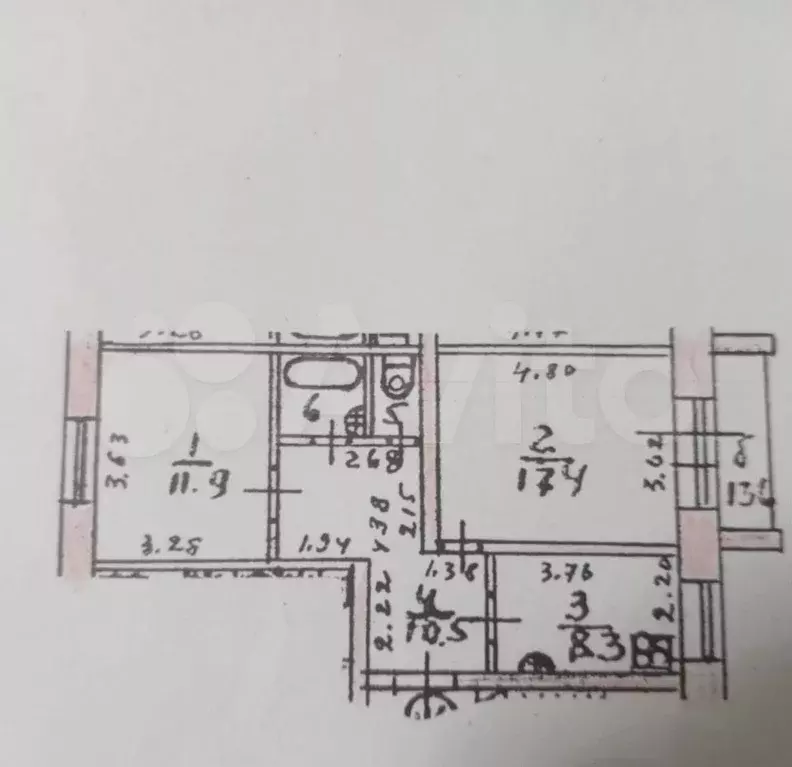 2-к. квартира, 54 м, 6/6 эт. - Фото 0