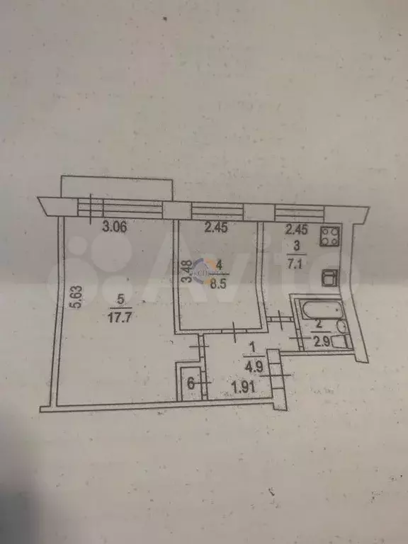 2-к. квартира, 44,4 м, 2/5 эт. - Фото 0