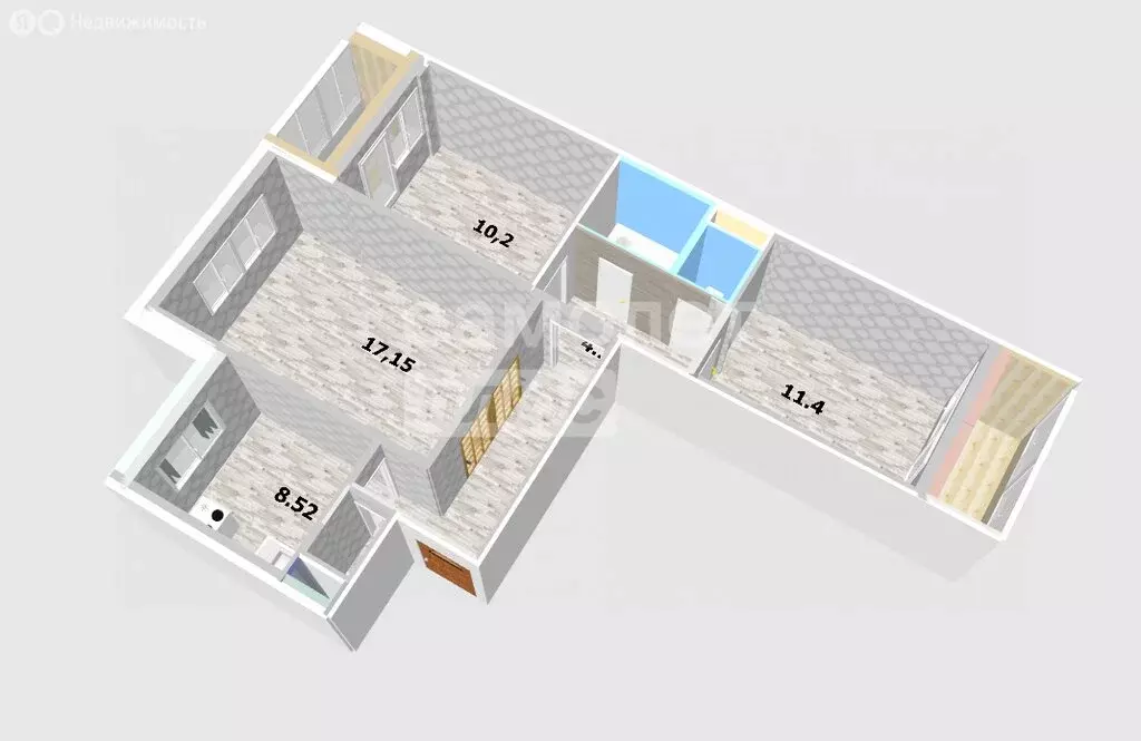 3-комнатная квартира: Ульяновск, проспект Ленинского Комсомола, 44 ... - Фото 2