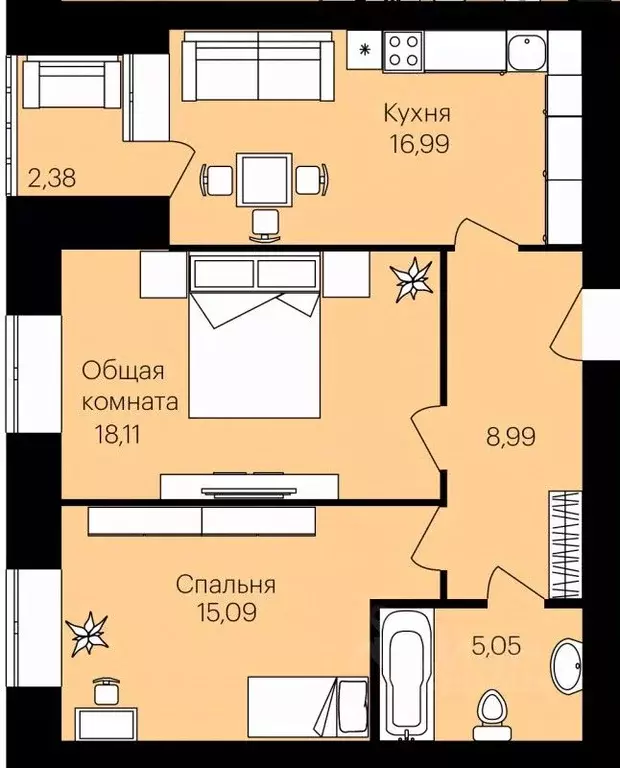 2-к кв. Мордовия, Саранск Юбилейный жилрайон, 4-й мкр,  (65.42 м) - Фото 0