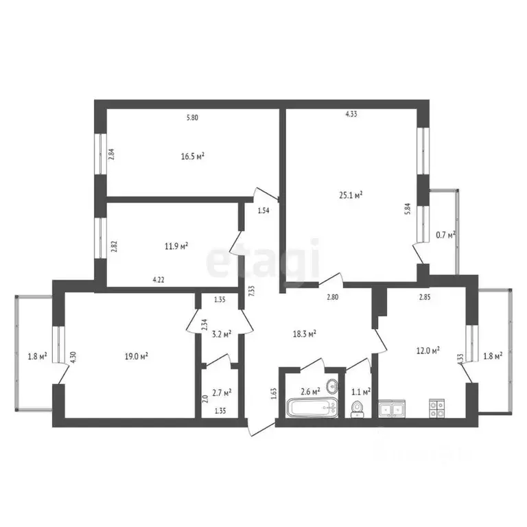 4-к кв. Забайкальский край, Чита Новобульварная ул., 56А (112.4 м) - Фото 1