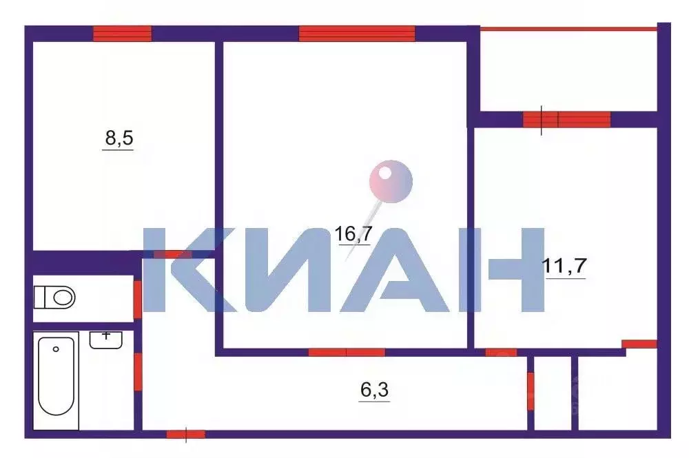2-к кв. Красноярский край, Красноярск Северный проезд, 14 (50.7 м) - Фото 2