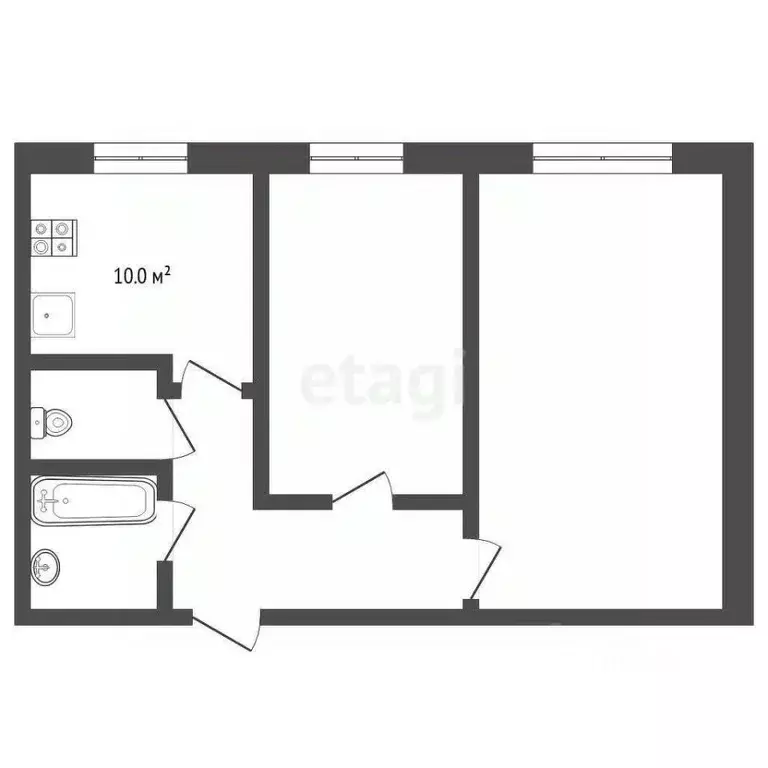 2-к кв. Тюменская область, Тюмень ул. Домостроителей, 16 (51.3 м) - Фото 1