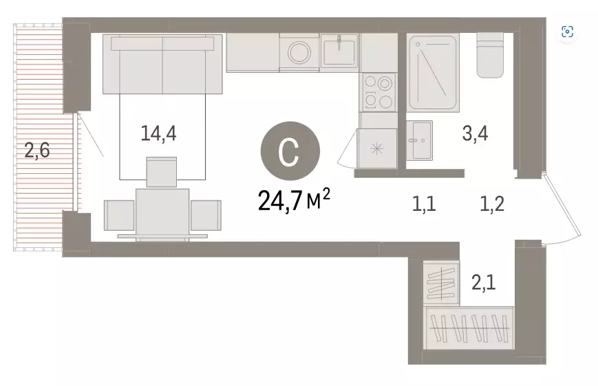 Продаётся квартира-студия, 24.7 м - Фото 0