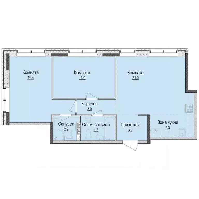 3-к кв. Удмуртия, Ижевск ул. Имени Репина, 35Ак2 (68.4 м) - Фото 0