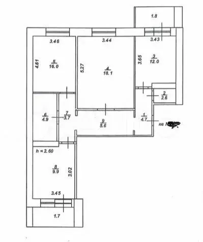 3-к. квартира, 81 м, 4/9 эт. - Фото 0