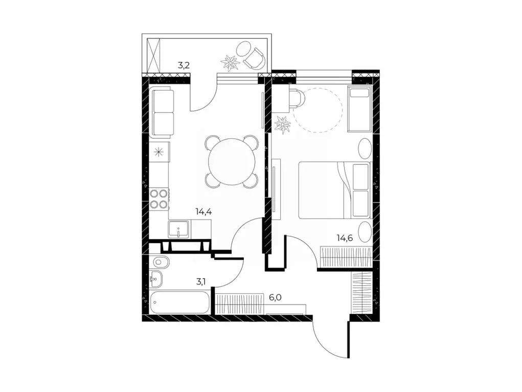 1-к кв. Ростовская область, Ростов-на-Дону Театральный просп. (39.1 м) - Фото 2