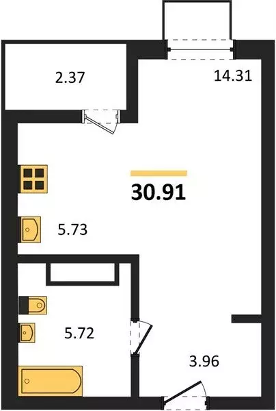 Квартира-студия: Ижевск, улица 40 лет Победы, 89 (31 м) - Фото 1