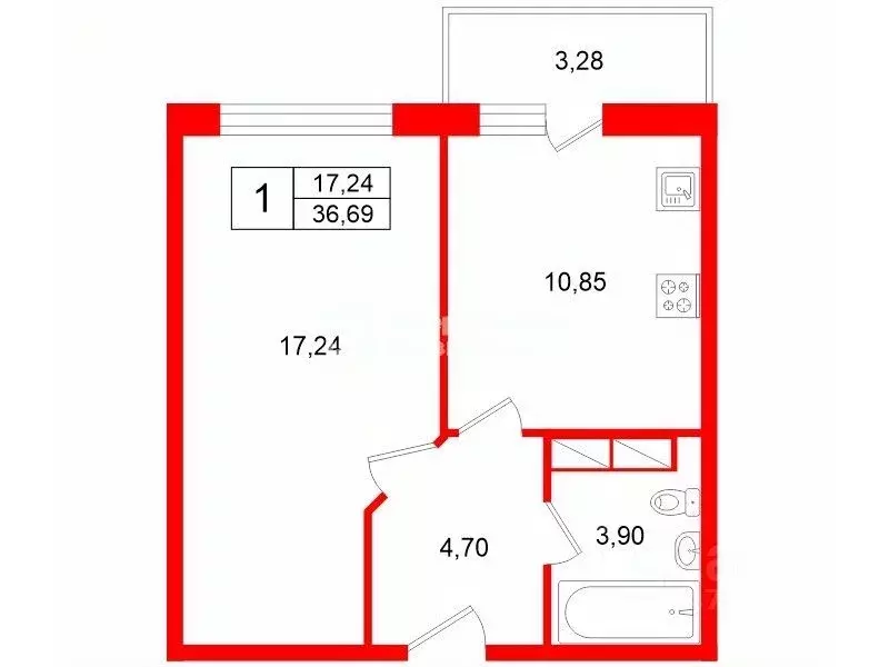 1-к кв. Ленинградская область, Всеволожский район, Заневское городское ... - Фото 2