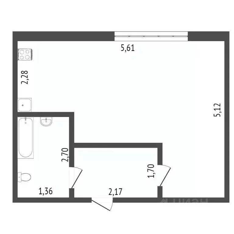 1-к кв. Кемеровская область, Кемерово ул. Дегтярева, 5 (29.0 м) - Фото 1