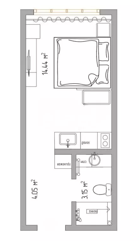 Квартира-студия: село Витязево, Промышленная улица, 2к1 (21.4 м) - Фото 1