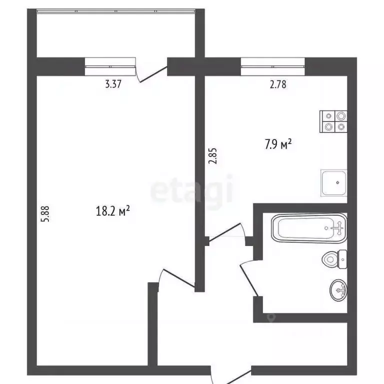1-к кв. Тюменская область, Тюмень Минская ул., 32 (34.3 м) - Фото 0