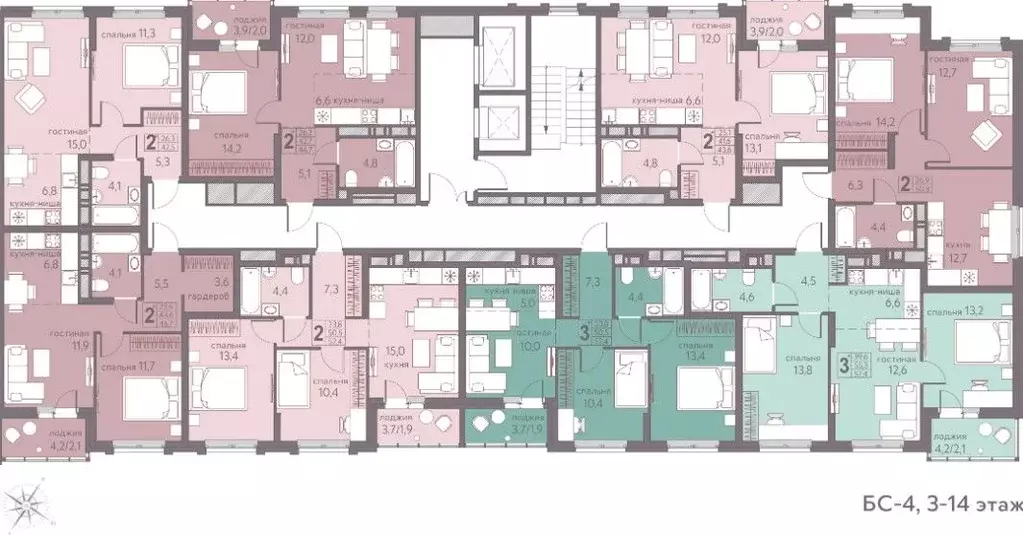 Студия Пермский край, Пермь ул. Серебристая, 5 (57.4 м) - Фото 2