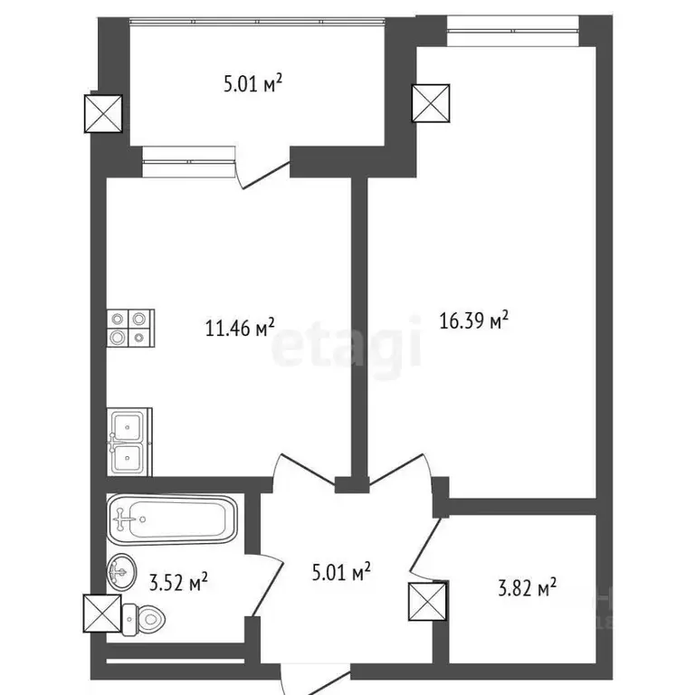 1-к кв. Ростовская область, Ростов-на-Дону ул. Нансена, 109/6 (45.5 м) - Фото 1