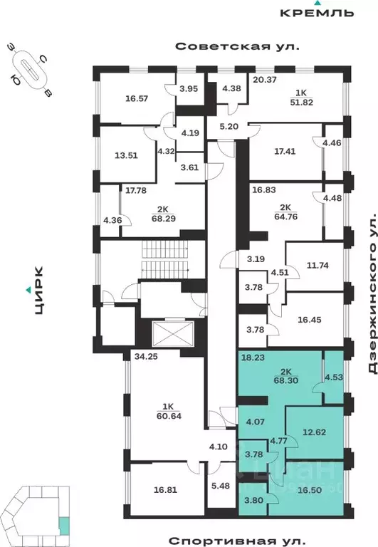 2-к кв. Тульская область, Тула ул. Болотникова, 4 (68.3 м) - Фото 2