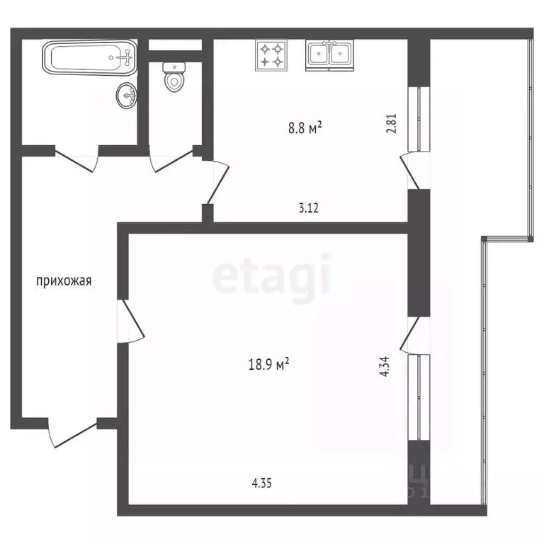 1-к кв. Ямало-Ненецкий АО, Ноябрьск Советская ул., 101 (44.6 м) - Фото 2