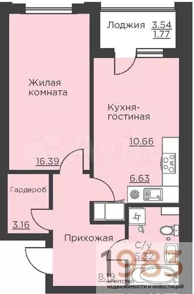 1-к. квартира, 51,4 м, 2/18 эт. - Фото 0
