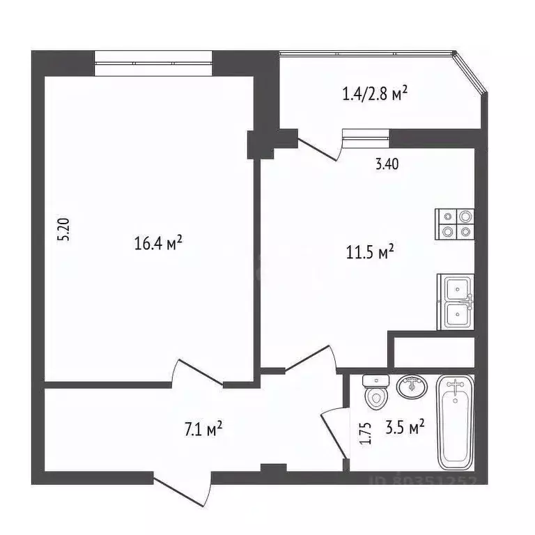 1-к кв. Ставропольский край, Пятигорск ул. Пальмиро Тольятти (39.4 м) - Фото 2