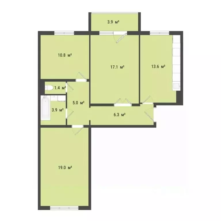 3-к кв. Омская область, Омск Заозерный мкр, ул. Сергея Тюленина, 4 ... - Фото 1