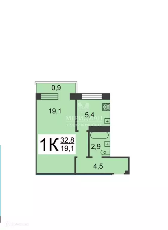 Продаётся 1-к квартира, 32 м - Фото 0
