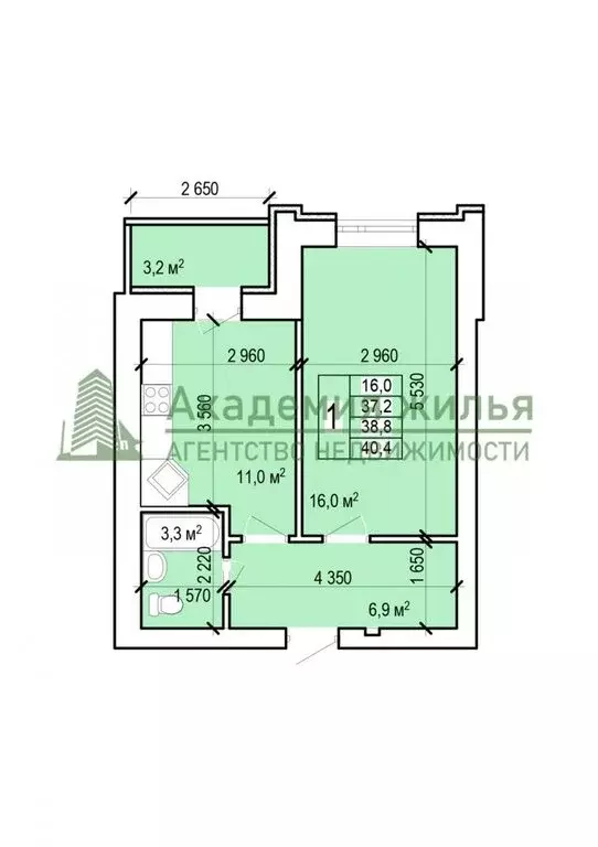 1-комнатная квартира: Энгельс, Новобазарная улица, 1 (40.4 м) - Фото 1