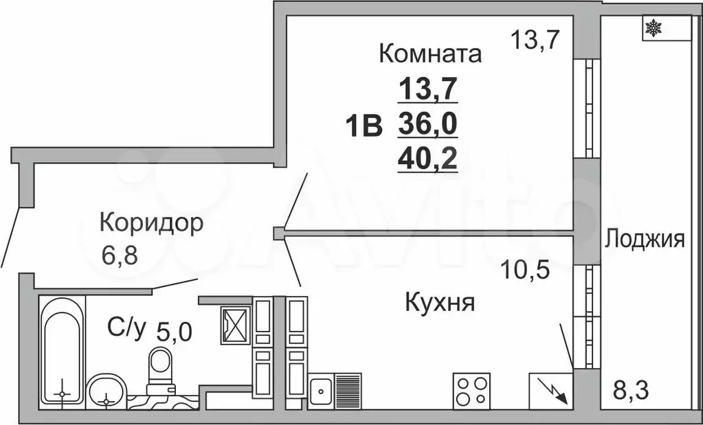 1-к. квартира, 40,1 м, 13/18 эт. - Фото 1