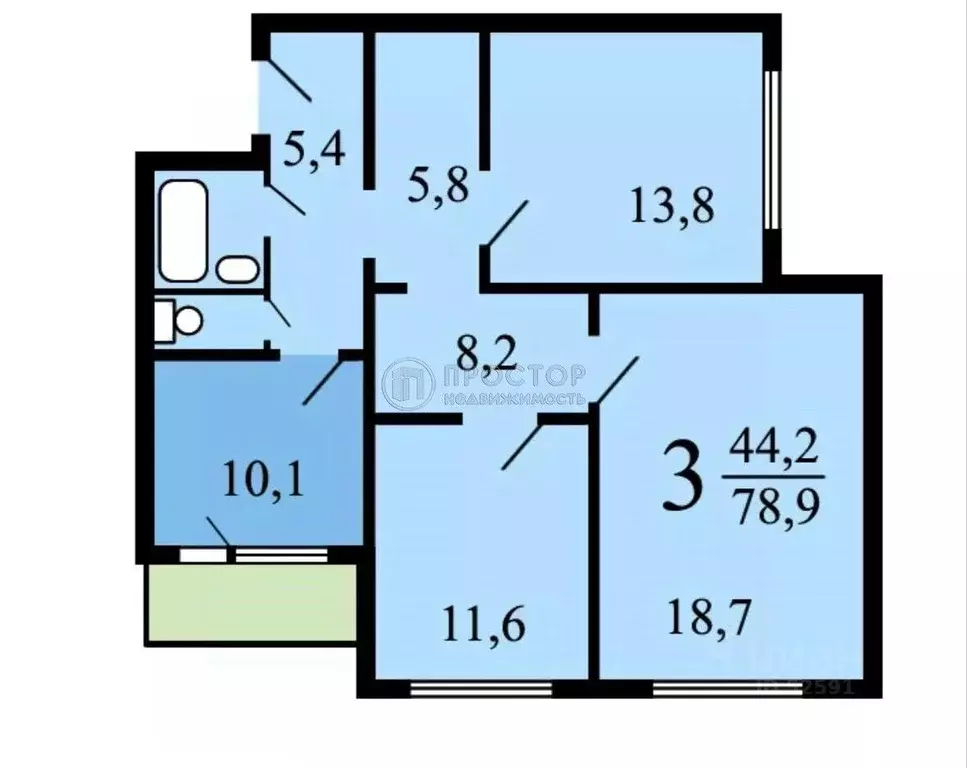 3-к кв. Москва Пронская ул., 11К2 (81.7 м) - Фото 2