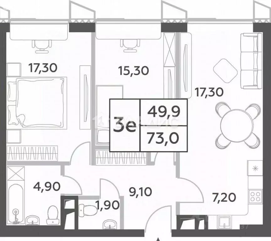 2-комнатная квартира: Москва, проспект Генерала Дорохова, вл1к3 (73 м) - Фото 1
