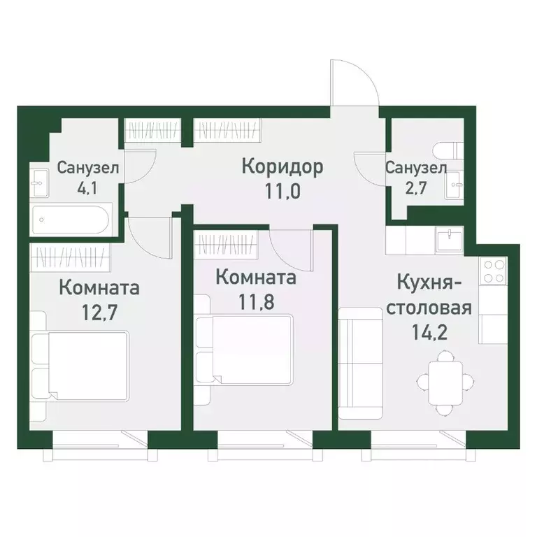 2-к кв. Челябинская область, Челябинский городской округ, пос. ... - Фото 1