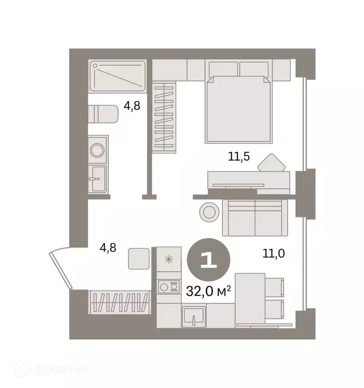 Продаётся 1-к квартира, 32 м - Фото 0
