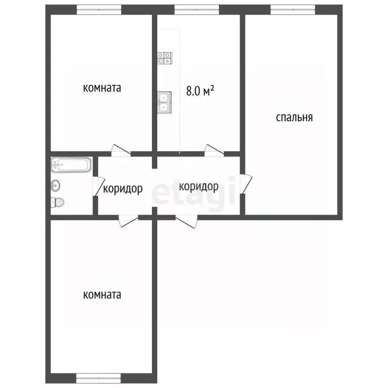 3-к кв. Челябинская область, Троицк ул. Имени Т.Д. Дерибаса, 38 (61.5 ... - Фото 1