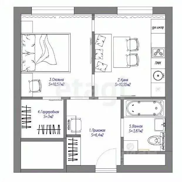 1-к кв. Удмуртия, Ижевск ул. Ухтомского, 11 (43.0 м) - Фото 0