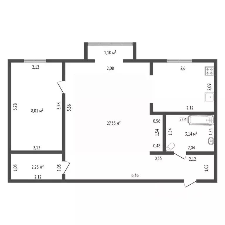 2-к кв. Башкортостан, Уфа просп. Октября, 87 (45.4 м) - Фото 0