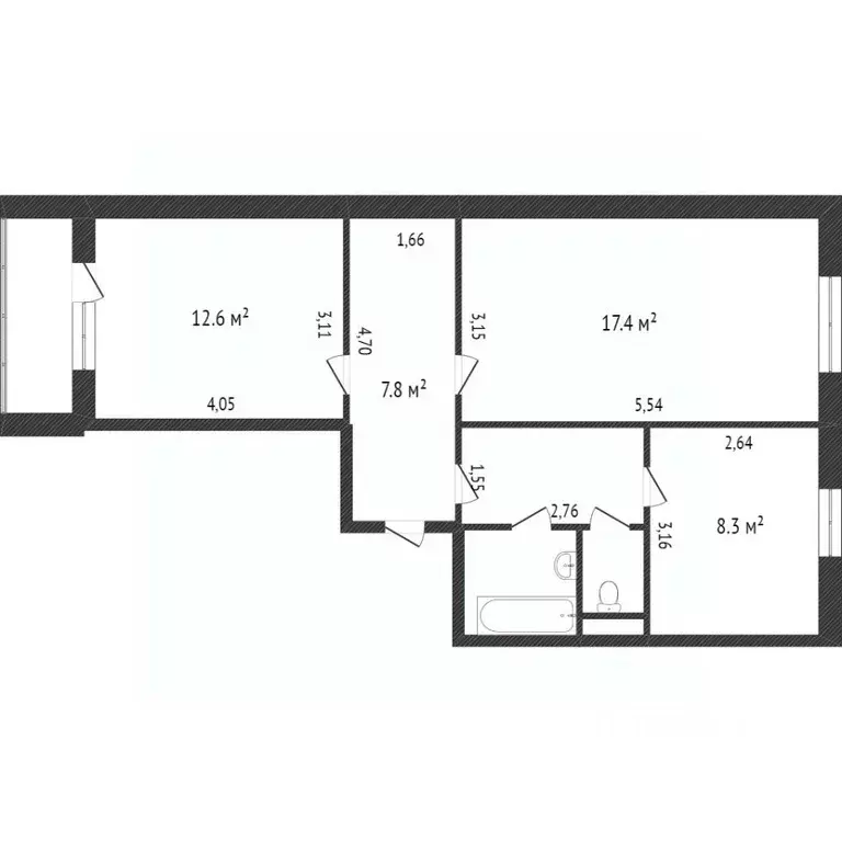 2-к кв. Белгородская область, Белгород бул. Строителей, 39 (54.2 м) - Фото 0