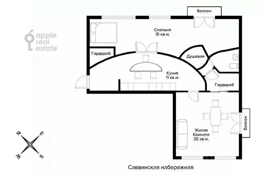 2-к кв. Москва Саввинская наб., 3 (77.0 м) - Фото 2