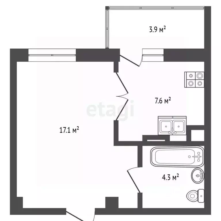 1-к кв. Крым, Феодосия ш. Симферопольское, 48 (29.8 м) - Фото 1