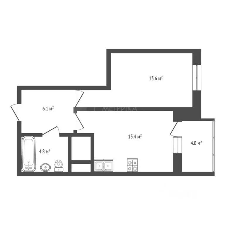 1-к кв. Тюменская область, Тюмень ул. Мельникайте, 2к19 (42.07 м) - Фото 2