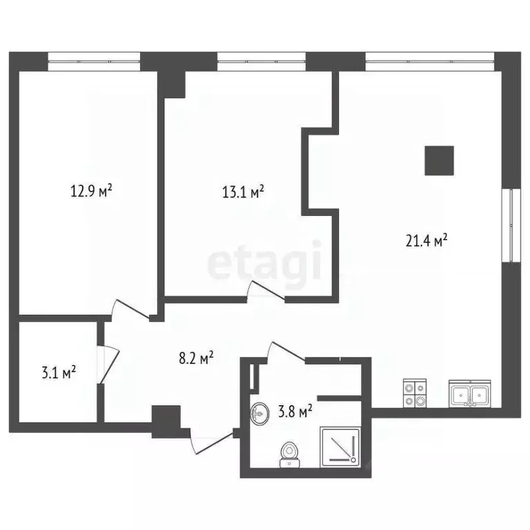 2-к кв. Ростовская область, Ростов-на-Дону Университетский пер., 137с2 ... - Фото 2