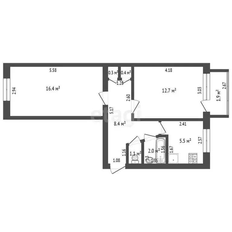 2-комнатная квартира: Якутск, Мерзлотная улица, 28 (49 м) - Фото 0