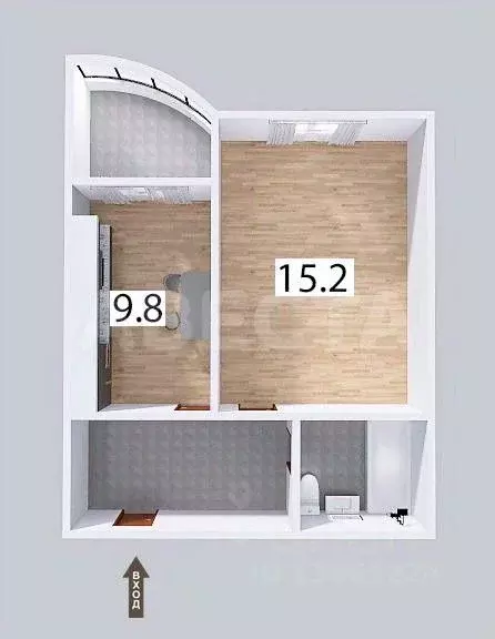 1-к кв. Омская область, Омск просп. Комарова, 19 (35.0 м) - Фото 1